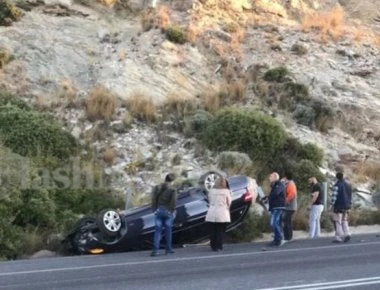 Νέο τροχαίο στην Κρήτη στον ΒΟΑΚ- Ανετράπη αυτοκίνητο (φωτό)
